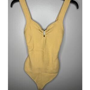 Abercrombie & Fitch Bare Hardware Ribbed Mustard Yellow Womens Bodysuit Small